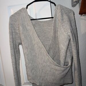 Aerie Light Gray wrap sweater